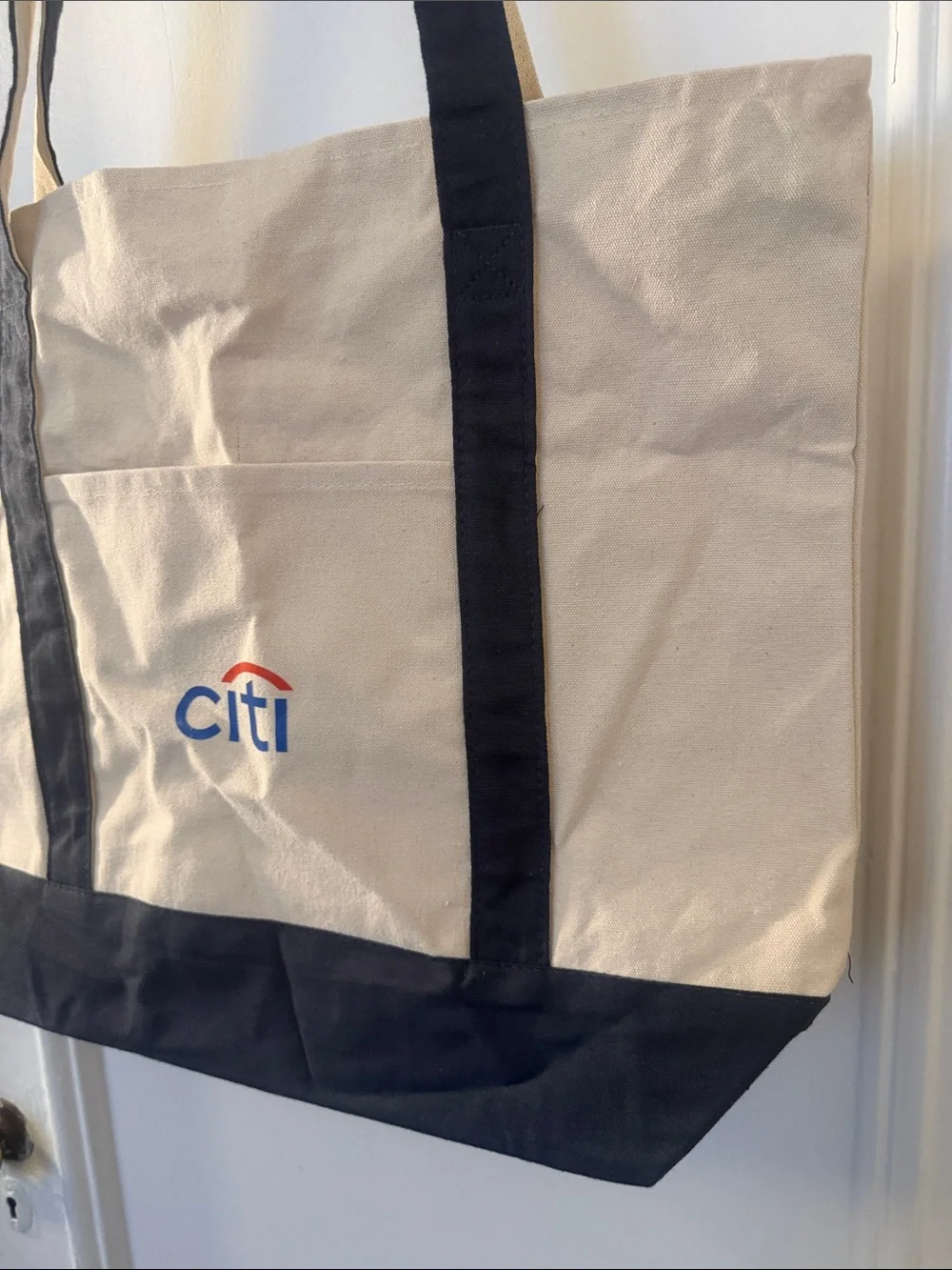 MLB Beige and Black Canvas Tote Bag with Citi Logo